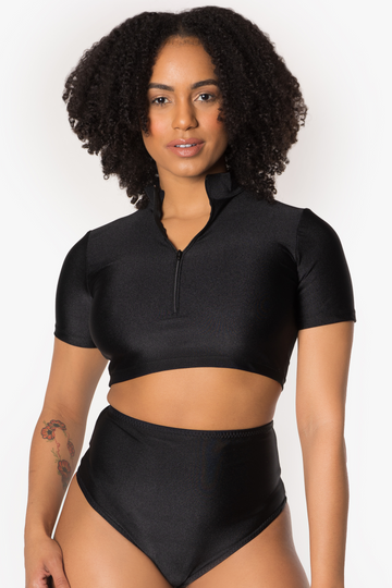 Top corto con cremallera personalizado por encargo (T047A)